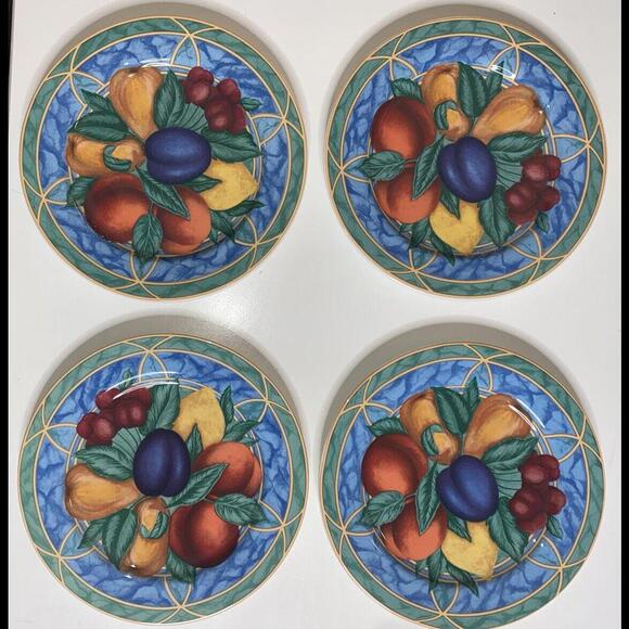 Victoria & Beale Casual Forbidden Fruit LUNCHEON SALAD PLATES 9024 Set of 4 - Picture 1 of 9